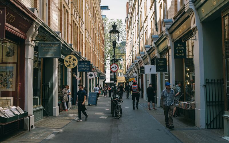 Newmarket shopping street with retail storefronts, Auckland