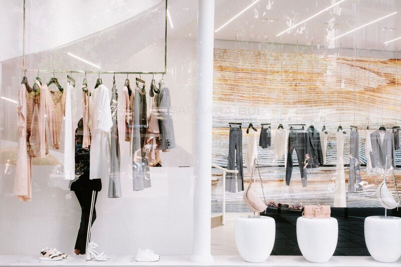 Fashion boutique clothing rail in Newmarket, Auckland