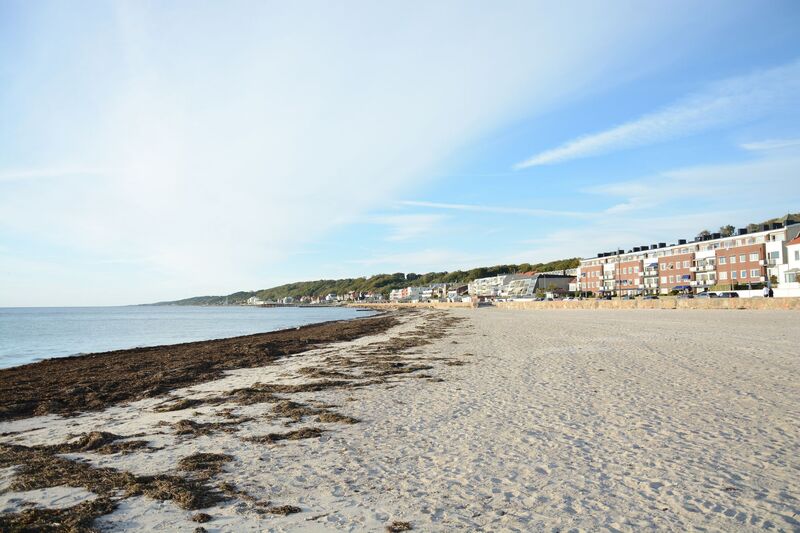 Takapuna seaside town beachfront with people, North Shore Auckland