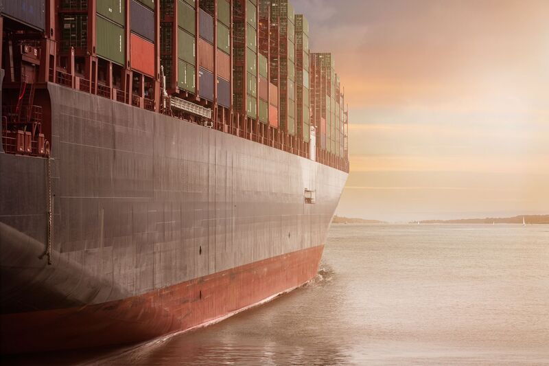 Cargo shipping containers at an Auckland port terminal