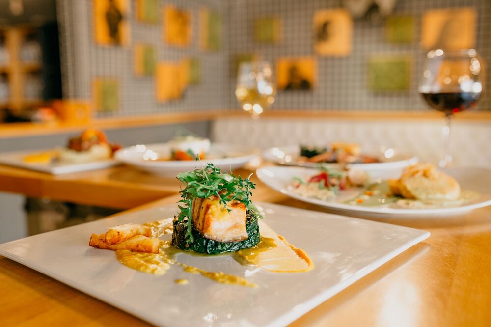 Chef plating gourmet food in an Auckland restaurant kitchen