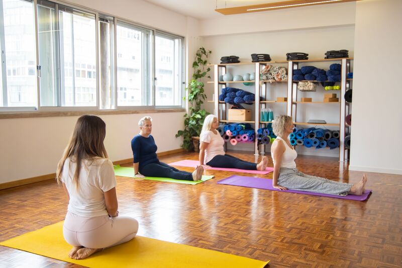 Calm Auckland yoga studio interior set up for a class